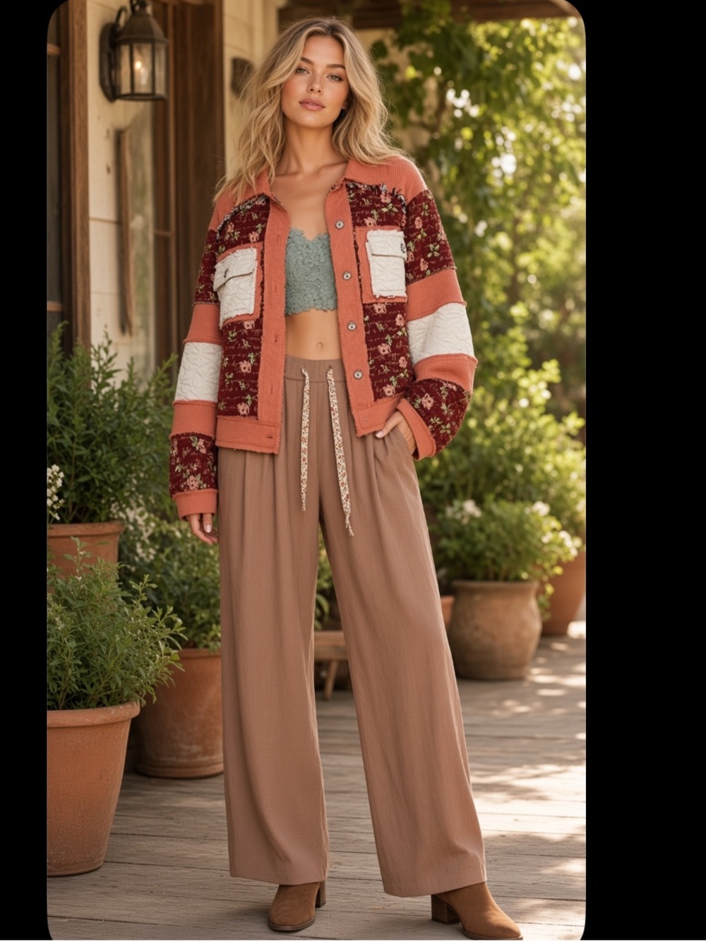 POL / New Patchwork Quilted Jacket / Boho Floral Winter jacket Boutique NEW